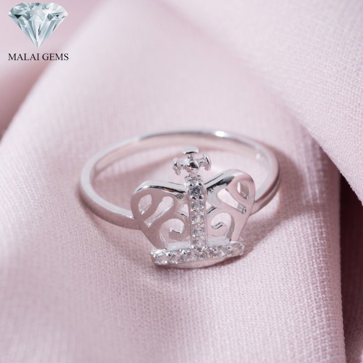 malai-gems-แหวนเพชร-แหวนมงกุฎ-เงินแท้-925-เคลือบทองคำขาว-ประดับเพชรสวิส-cz-รุ่น-151-cr1601-แถมกล่อง-แหวนเงินแท้-แหวนเงิน-แหวน