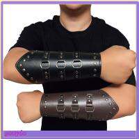 GOUPDO สีดำสีน้ำตาล ยิงธนูแขนยาม พังก์สไตล์ เครื่องหนังแท้ Viking Bracer ของใหม่ ถุงมือกันร้อน สายรัดนิรภัย ชายหญิง