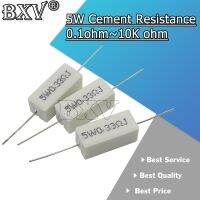 10PCS/LOT New 5W Cement Resistance 0.1 10k Ohm 0.33R 1R 10R 100R 0.22 0.33 1 10 100 1K 10K Ohm Cement Resistor