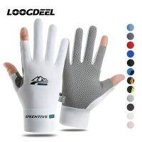 LOOGDEEL Protection Silk Fishing Gloves Men Anti-slip Breathable Anti-UV Cycling