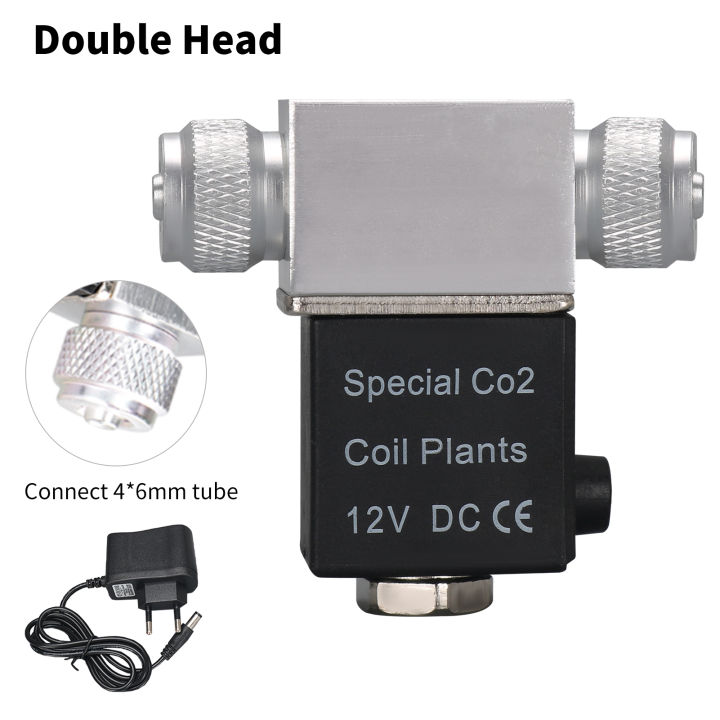 วาล์วน้ำสำหรับ-aquarium-co2ตัวควบคุมระบบ-dc-12v-เชื่อมต่อ4-6มม-หรือเครื่องทำฟองอากาศ-double-head-noiseless-ต่ำอุณหภูมิรุ่น