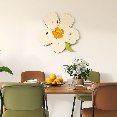 นาฬิกาดอกไม้ความคิดสร้างสรรค์ Ins แบบนอร์ดิกสำหรับแขกร้านอาหารนาฬิกาลมติดผนัง Hiasan Dinding Rumah นาฬิกาเงียบ Clockpengluomaoyi