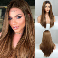 Blonde Unicorn Long Straight Synthetic Lace Part Hair Wigs Ombre White Platinum For White Women Heat Resistant Fiber Daily Use