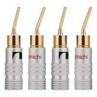 4ชิ้นคุณภาพสูง24K ลำโพง Nakamichi Pin Angel ขั้วต่อเกลียวล็อคสายลำโพงปลั๊กกล้วย2มม.