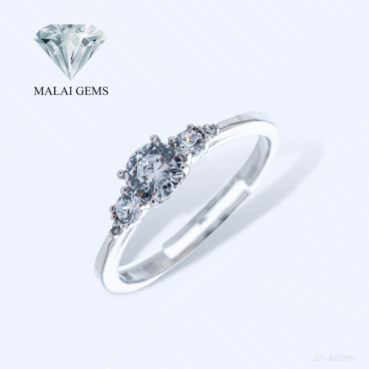 malai-gems-แหวนเพชร-แหวนเพชร-5-เม็ด-เงินแท้-925-เคลือบทองคำขาว-ประดับเพชรสวิส-cz-รุ่น-221-r20791-แถมกล่อง