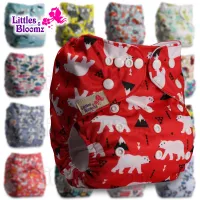 [Littles&amp;Bloomz] 2023 New Baby Cloth Pocket Nappy Reusable Washable Diaper Waterproof Cover Nappies Diapers Wrap One Size Cloth Diapers