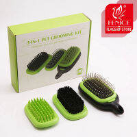 Fenice 3 In 1 Dog Grooming Kit Dual Side ที่ถอดออกได้ Slicker Bristle Pin แปรงผม Deshedding หวีสำหรับสุนัขแมวนวด