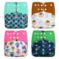 Baby Cloth Diaper Reusable Washable New Print Suede Cloth Diapers Nappies Cover Waterproof Adjustable 3-15kg Infant Nappy Pocket Cloth Diapers