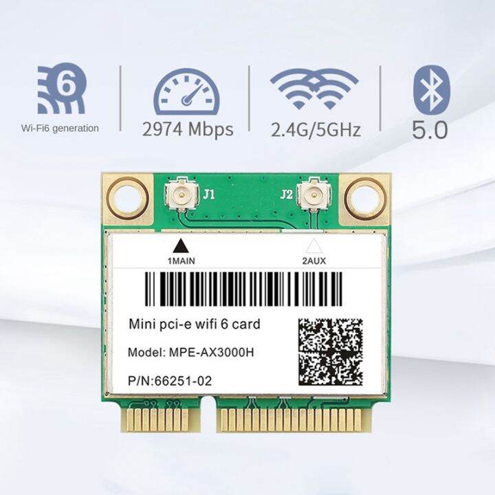 wifi-6e-ax3000h-green-wireless-network-card-plastic-wireless-network-card-bt-5-2-for-mini-pcie-wi-fi-adapter-for-desktop-laptop-win10