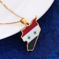 Stainless Steel Enamel Syria Map Flag Pendant Necklaces Trendy Syrians Map Chain Jewelry Wires  Leads Adapters