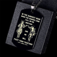 Vnox In the Darkest Hour When Demons Come Brothers Dog Tags for Men Stainless Steel Pendant BFF Necklaces Fraternal Gift