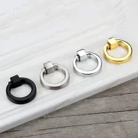 ☈❣ 43mm Circle Handles Color Gold Silver Black Ring Zinc Alloy Door Handles Pulls Cabinet Drawer Knobs For Furniture Hardware