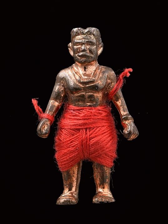 หุ่นพยนต์หลวงพ่อพรหม-วัดขนอนเหนือ-108ปีชาตกาล-ขุนศึกอโยธยาพิมพ์นักรบเนื้อทองแดงนุ่งแดงนวะโลหะ