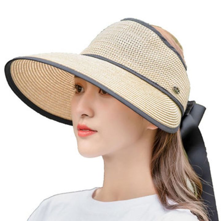 หมวกฟางฤดูร้อนของผู้หญิงปีกกว้างดวงอาทิตย์-b-หมวกบังแดด-swr-051หมวกชายหาดพับได้
