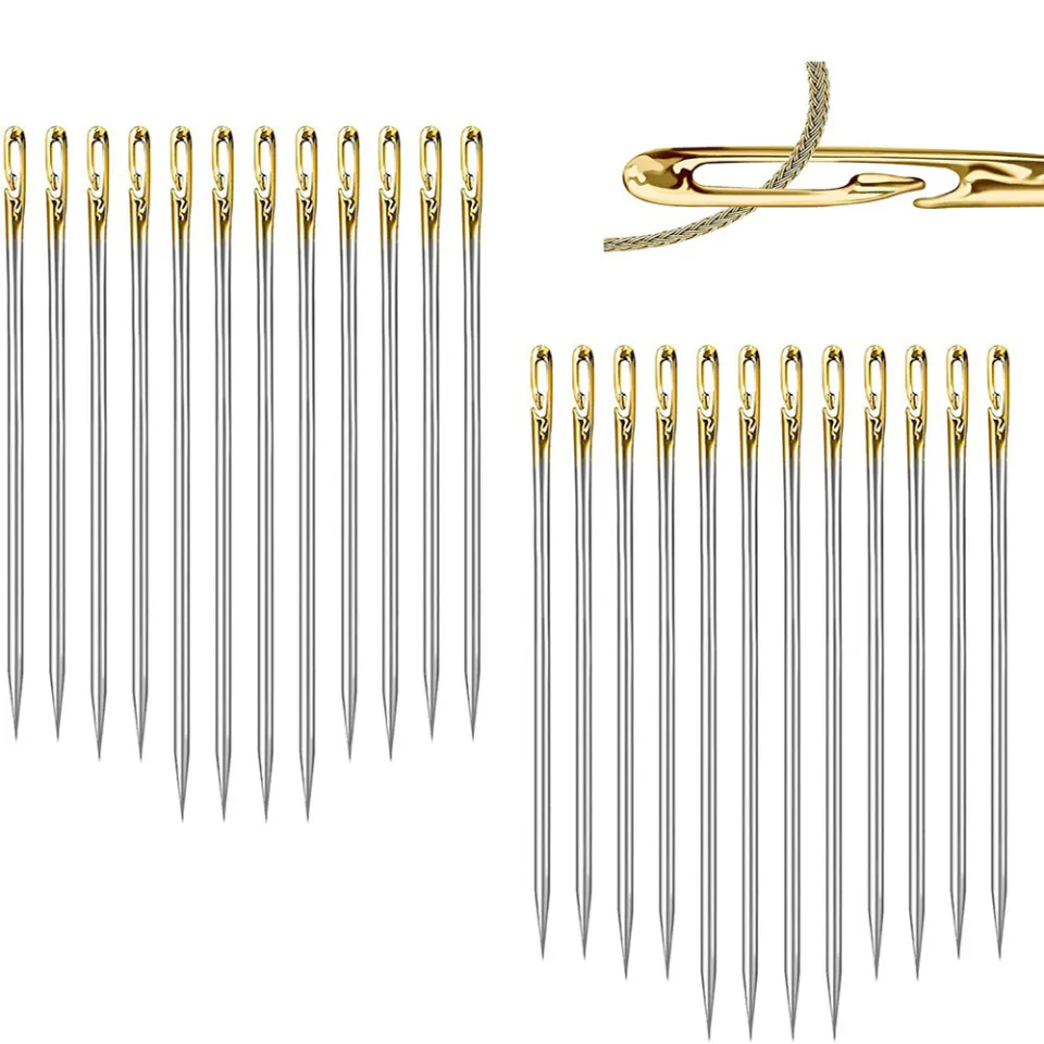 Self-Threading Needles Stainless Steel Sewing Needles Handsewing Gold  Sliver Needles Thread Sewing Needles for Elderly Beginners