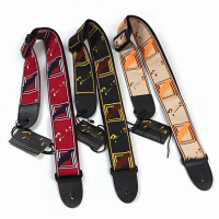 【cw】3Colors Adjustable Guitar Accessories Guitar Strap Leather Ends for Electric Acoustic Folk Guitar Strap Fashion Embroidery Straphot 【hot】 1