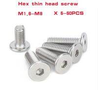 5/10/50pc CM M1.6 M2 M2.5 M3 M4 M5 M6 M8 304 Stainless Steel Hex Socket Ultra Thin Super Flat Wafer Head Allen Cap Screw Bolt