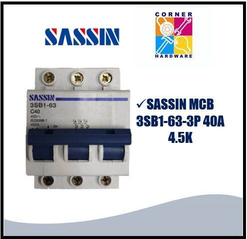 SASSIN Miniature Circuit Breaker 3SB1-63-3P 40 Ampere 4.5K | Lazada PH
