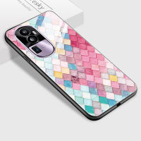 เคส PMP สำหรับ OPPO Reno10 Pro + 5G เคสป้องกันกระจกเทมเปอร์พิมพ์ลายเกล็ดเพชรผู้หญิงสไตล์โบโฮสำหรับผู้หญิง