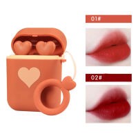 ชุดลิปสติกผู้หญิง 2 สี Matte Moisturizing Earphone Box Shape Lip Makeup Cosmetic 1.2g