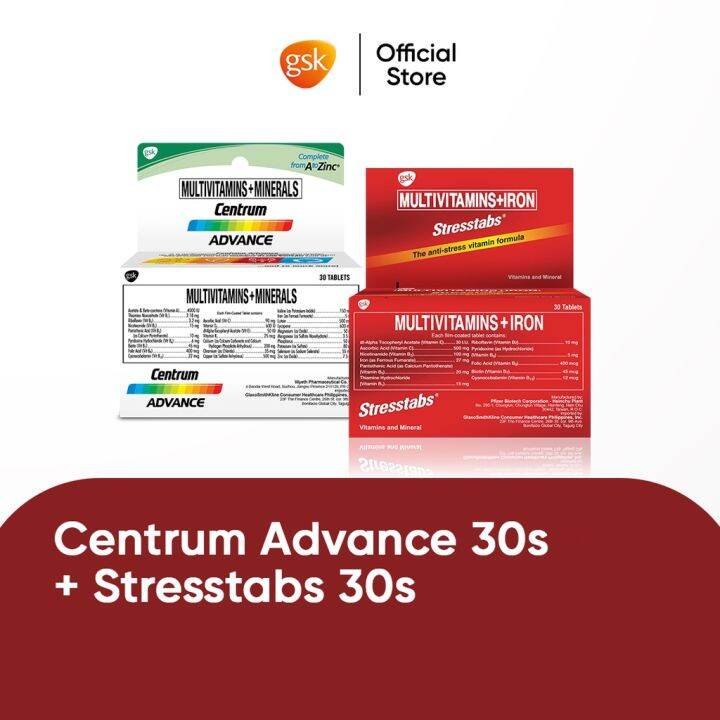 Centrum Advance 30s Multivitamins + Minerals + Stresstabs 30s