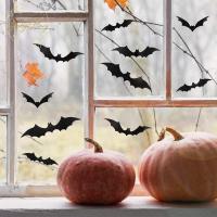 BABYBANG DIY บ้าน น่ากลัว ห้อง รูปลอกผนัง ตกแต่งฮาโลวีน สติกเกอร์ติดผนัง 3D Bats ยึดหน้าต่าง