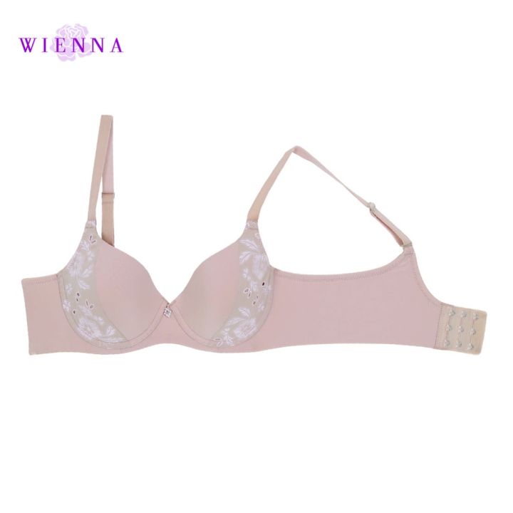 wienna-db91400-ชุดชั้นในเวียนนา-เสื้อชั้นในลูกไม้ปัก-สีขาว-สีม่วงอ่อน-สีเนื้อ-carnation-tulip