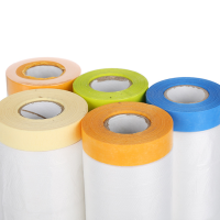 Pre-Taped Masking Film Paper Adhesive Plastic Painting Drop Film for Automotive Spray Paint Furniture Protection Covering