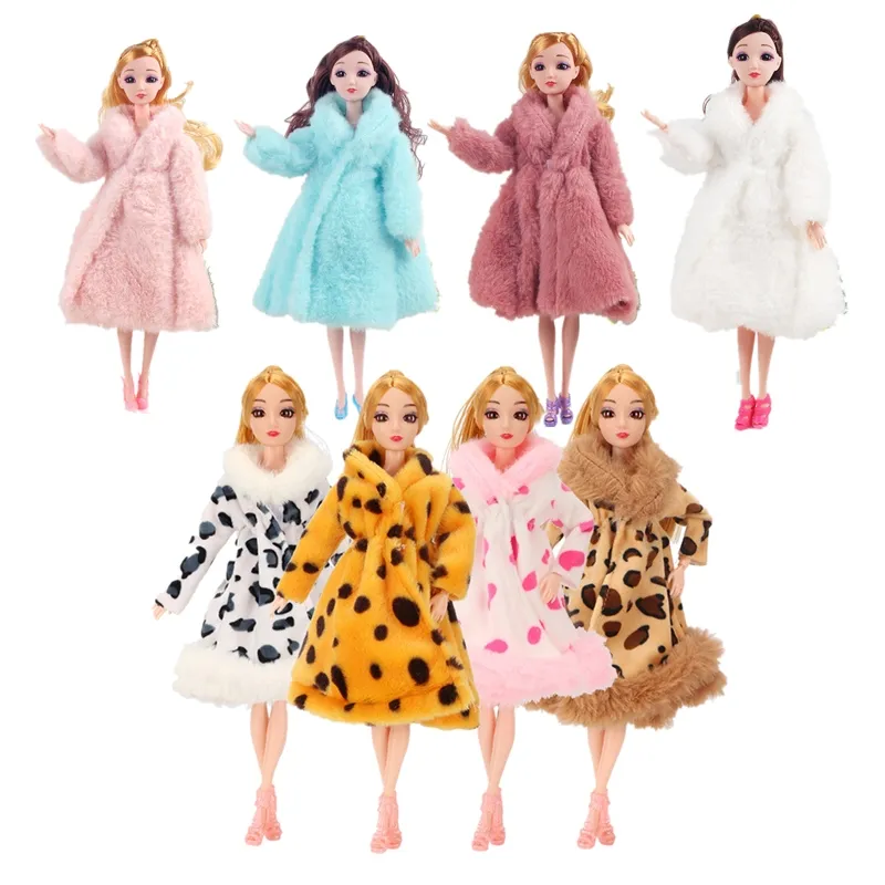 Barbie Princess Fur Coat Dress Accessories Clothes for Barbie