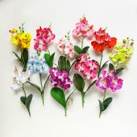 hotx【DT】 3/4/5Heads Artificial Orchid Flowers for Garden Decoration Office Bedroom Ornament Desktop Table Bonsai