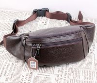 TOP☆100% Genuine Leather waist bag men and women Large capacity sling bag Cowhide Chest bag wallet