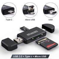 การ์ดความจำมินิการ์ดรีดเดอร์ SD ประเภท C เครื่องอ่านบัตร3ใน1 USB 2.0หน่วยความจำอัจฉริยะเครื่องอ่านบัตร OTG การ์ดแฟลชไดรฟ์อะแดปเตอร์สำหรับตัวอ่านอ่านการ์ด DKQ3825