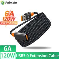 FEBRAIN สายชาร์จ6A 120W ความเร็วสูงสายพ่วงสายดาต้า3.0ตัวผู้ไปยังทีเสียบยูเอสบี