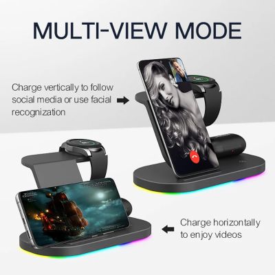 30W Wireless Chargers Stand Fast Charging Station สำหรับ Samsung Z Fold3 Z Flip3 S22 S21 Galaxy นาฬิกา5 4 3 Active 2 S3 Buds