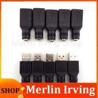 Merlin Irving Shop 5PCS 5.5*2.1mm DC Power Jack To USB 2.0 Type A Male Plug Female Jack Socket 5V DC Power DIY Connector Adapter Laptop