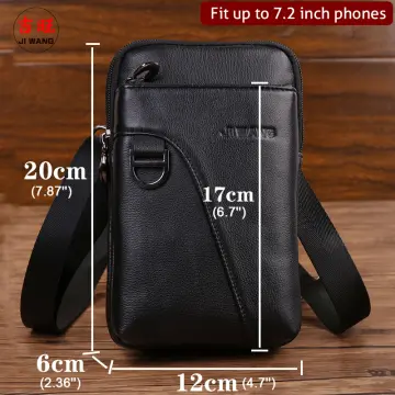 Cheap Luxury 7.2 Inch Zipper Wallet Leather Men Waist Bag Bum Pack