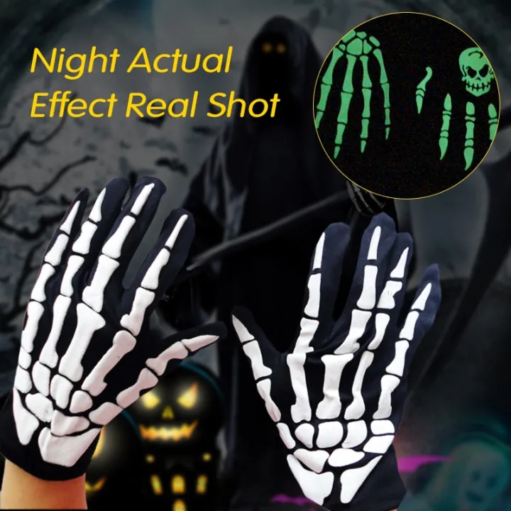 skull-luminous-gloves-winter-breathable-men-women-bicycle-cycling-half-finger-fitness-gloves-outdoor-camping-mountaineering