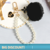 ?【Lowest price】TANG INS New Kawaii รักหมีสีชมพู Black POM พวงกุญแจผู้หญิงจี้พวงกุญแจ