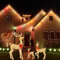 Luminous Deer Decor LED Light Glowing Elk Statue Glitter Sequins Outdoor Lawn Garden Holiday Decoration Sculpture New Year 2022