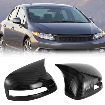 Car Carbon Fiber Ox Horn Rearview Side Glass Mirror Cover Trim Frame Side Mirror Caps for Honda Civic 9Th 2012-2015