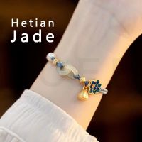 COD SDGREYRTYT Hand Braided Natural Hetian Jade Lucky Lotus Bracelet For Women -AOER