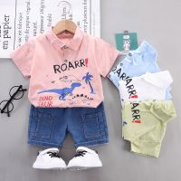 IENENS 2023 New Boy Clothing Sets Summer Baby Boy Cartoon Clothes Suit Short Sleeves Shirts+Shorts Outfits Set for Kids 0-4Years