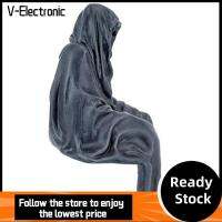 V-ELECTRONIC สีดำสีดำ ประติมากรรมของชายในสีดำ เรซิน 20ซม. ค่ะ ประติมากรรมครึ่งตัว ของใหม่ สไตล์ลึกลับสไตล์ ประติมากรรมเสื้อผ้ากลวง ฮาโลวีน