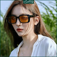 แว่นกันแดด New Square Glasses Small Frame Retro Sun Glasses Personality Fashion Sunglasses PTQ