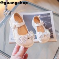 guangshop Shining สิทธิบัตรหนังเด็กทารกรองเท้าหนังแบน Rhinestones Bowknot Soft Sole Anti-Slippery 2-8ปีรองเท้าเด็ก T22N07CC-16