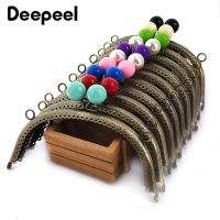 【CW】 5Pcs Deepeel 16.5cm Colored Bead Metal Handle Sewing Brackets Clasp Purse Frame Handles for Making