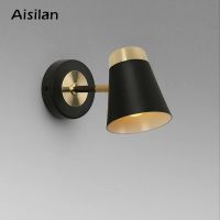 Aisilan Luxury Wall Light Replaceable 5W E14 Bulb Brushed Black and Golden Anti-glare Rotation Wall Lamp for Bedroom Study