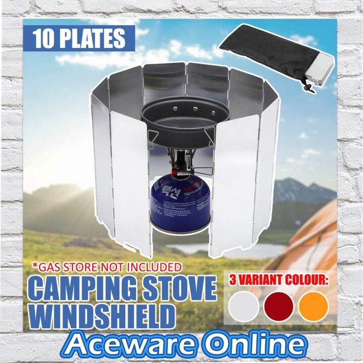 Foldable Outdoor Stove Windscreen 10 Plates Camping Cooking Gas Stove