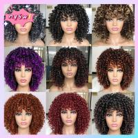 NQSW DIY ผมสังเคราะห์ บราซิลเลี่ยนแฟนซี วิกผมสังเคราะห์ Afro Kinky Curly วิกผมสั้น วิกเต็มผมม้า