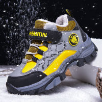 Kids Winter Shoes Boys Non-slip Winter Sneakers 2021 Outdoor Warm Plus Fur Boots Teenagers Mountain Climbing Trekking Shoes